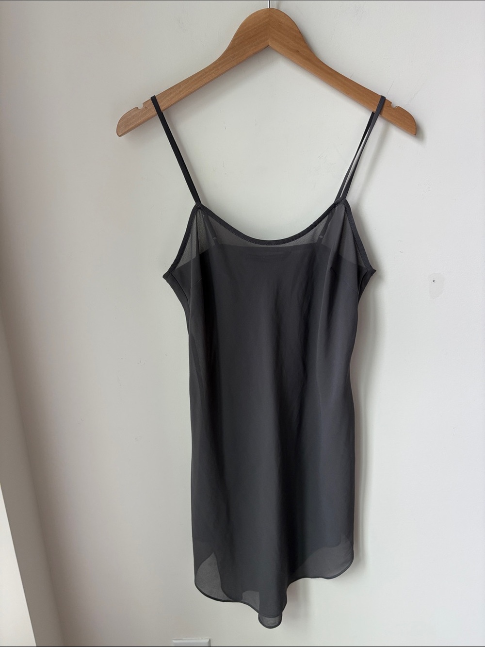 Peruvian Connection Sheer Slip Mini in Grey Adjustable Straps Layering Size 6